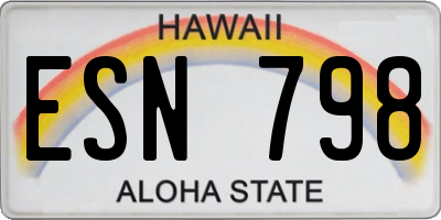 HI license plate ESN798