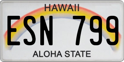HI license plate ESN799