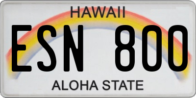 HI license plate ESN800