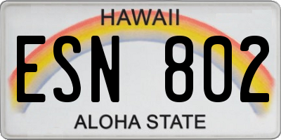 HI license plate ESN802
