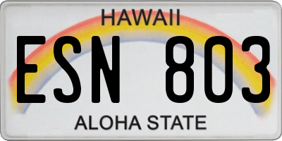 HI license plate ESN803