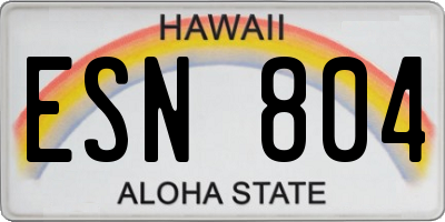 HI license plate ESN804