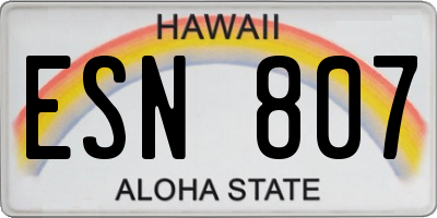 HI license plate ESN807