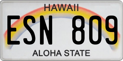 HI license plate ESN809