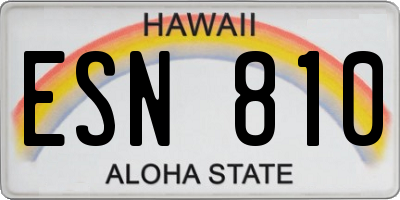 HI license plate ESN810