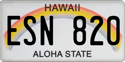 HI license plate ESN820