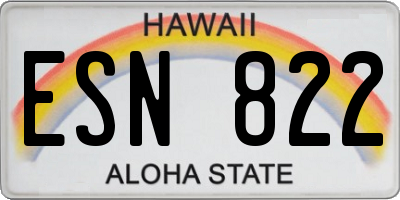 HI license plate ESN822
