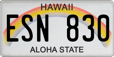 HI license plate ESN830