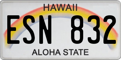 HI license plate ESN832