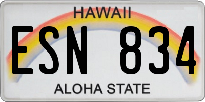 HI license plate ESN834