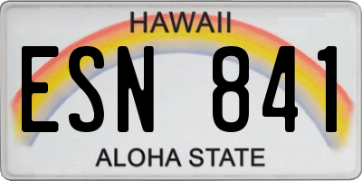HI license plate ESN841