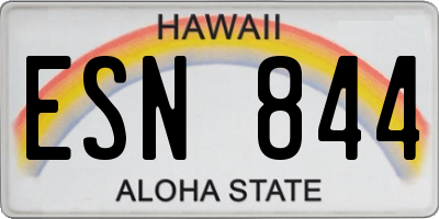 HI license plate ESN844