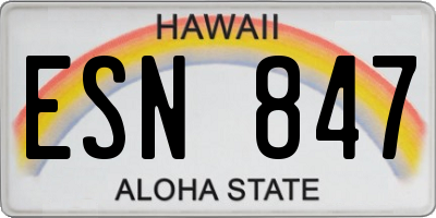 HI license plate ESN847