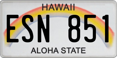 HI license plate ESN851