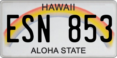 HI license plate ESN853