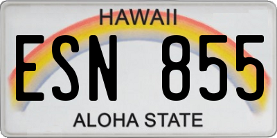 HI license plate ESN855