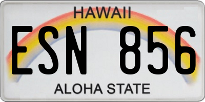 HI license plate ESN856