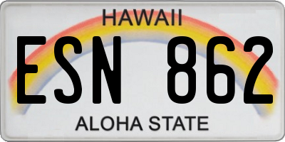 HI license plate ESN862