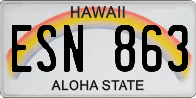 HI license plate ESN863