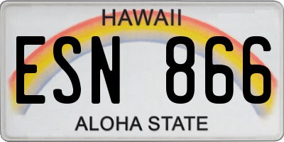 HI license plate ESN866