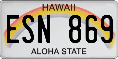 HI license plate ESN869