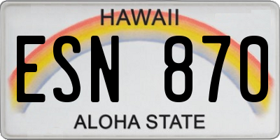 HI license plate ESN870