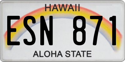 HI license plate ESN871