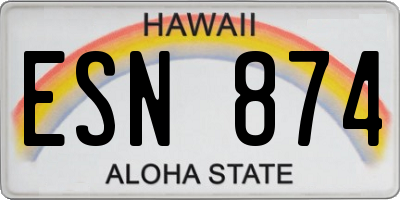 HI license plate ESN874
