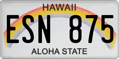 HI license plate ESN875