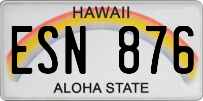 HI license plate ESN876
