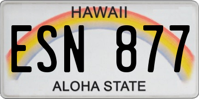 HI license plate ESN877