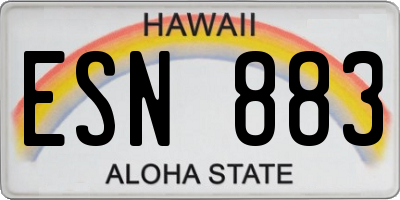 HI license plate ESN883