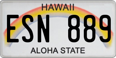 HI license plate ESN889