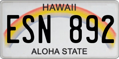 HI license plate ESN892