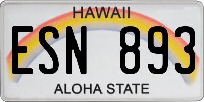 HI license plate ESN893