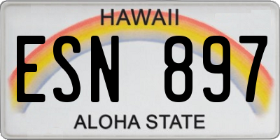 HI license plate ESN897