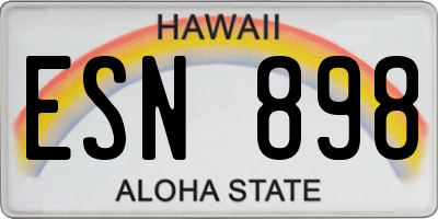 HI license plate ESN898