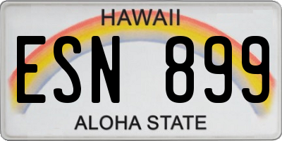 HI license plate ESN899