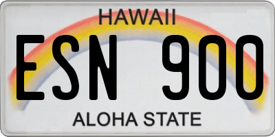 HI license plate ESN900