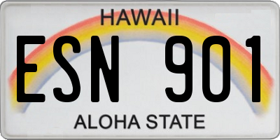 HI license plate ESN901
