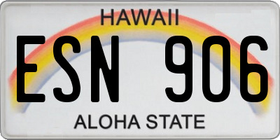 HI license plate ESN906