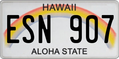HI license plate ESN907