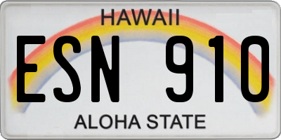 HI license plate ESN910