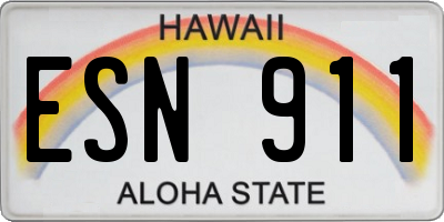 HI license plate ESN911