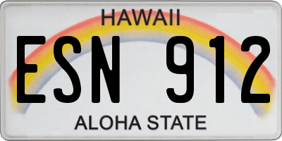 HI license plate ESN912