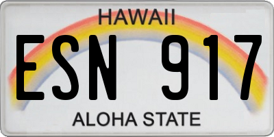 HI license plate ESN917
