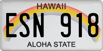HI license plate ESN918