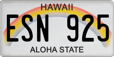 HI license plate ESN925