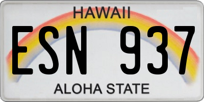 HI license plate ESN937