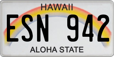 HI license plate ESN942